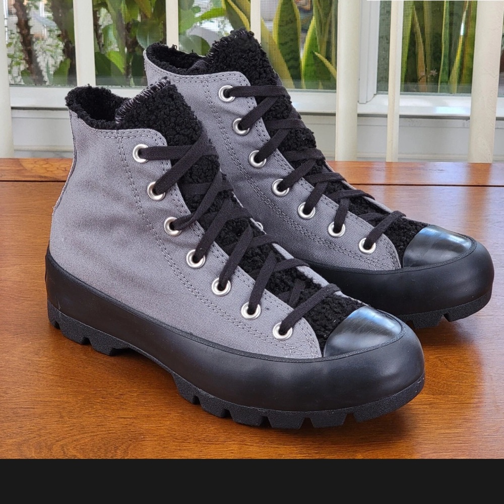 Converse Women's CTAS Lugged Hi Canvas Sherpa 573066C Mason Gray/Black - Picture 13 of 15